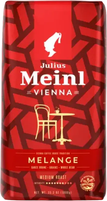 Julius Meinl Vienna Melange Whole Bean Coffee, 1 kg, Medium Roast Arabica and Robusta Blend, Chocolate and Hazelnut Notes, Vienna Coffee House Tradition