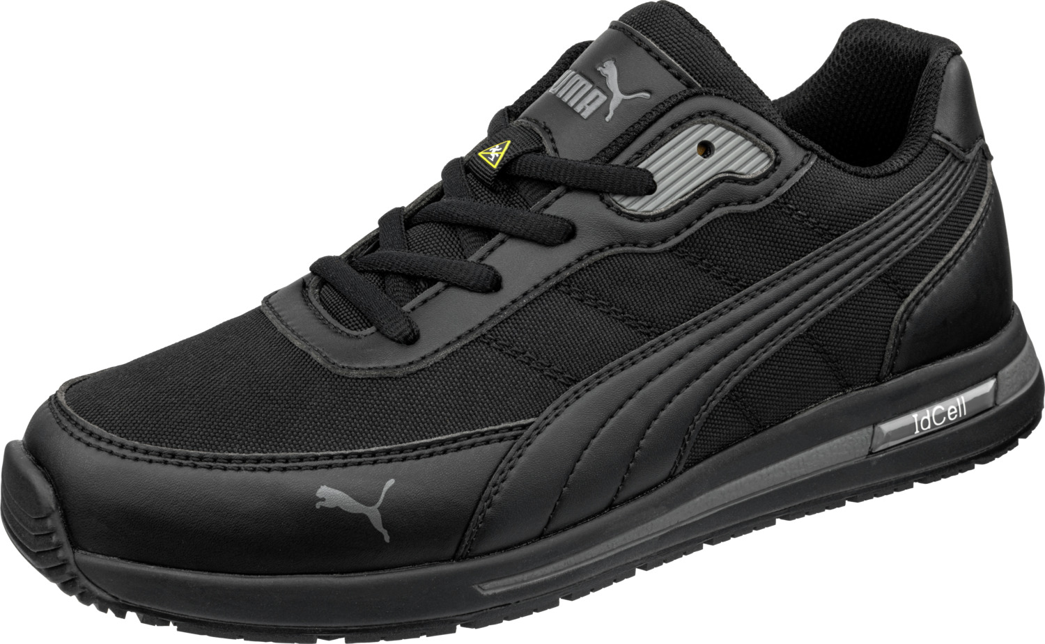 Puma Safety ISM GmbH Work shoe Epic Berufsschuh Epic Work shoe Epic; Size EU 38; black Berufsschuh Epic; Schuhgröße 38; schwarz The Epic shoe sets new standards in terms of safety and comfort. Equipped with protection class O2, the shoe offers a closed heel area, antistatic properties, energy absorption in the heel area and limited water permeability of the upper material - ideal for demanding working environments. The Grippaz sole is equipped with an innovative 360° pivot point technology that guarantees maximum flexibility and freedom of movement while maintaining stability. This technology enables effortless turning and quick changes of direction without losing grip, making the shoe perfect for dynamic working environments. In addition, the Grippaz sole with anti-slip properties (SR) and a fuel-resistant sole (FO) ensure a secure footing and durability. Safe electrostatic discharge (ESD) ensures additional protection in areas with sensitive electronics. The PU midsole with idCell element and the evercushion® MAX insole (removable) ensure outstanding comfort and cushioning. The Epic shoe is made of durable ballistic nylon and protects against external influences. A cushioning element in the heel area increases comfort and provides relief. The shoe is water-repellent, breathable and resistant to cleaning agents, animal fats and acids. The shoe is also metal-free. Der Epic Schuh setzt neue Maßstäbe in Sachen Sicherheit und Tragekomfort. Ausgestattet mit der Schutzklasse O2 bietet der Schuh einen geschlossenen Fersenbereich, antistatische Eigenschaften, Energieaufnahme im Fersenbereich und begrenzte Wasserdurchlässigkeit des Obermaterials – ideal für anspruchsvolle Arbeitsumgebungen. Die Grippaz Sohle ist mit einer innovativen 360°-Drehpunkt-Technologie ausgestattet, die maximale Flexibilität und Bewegungsfreiheit bei gleichzeitiger Stabilität garantiert. Diese Technologie ermöglicht müheloses Drehen und schnelle Richtungswechsel, ohne den Halt zu verlieren, was den Schuh perfekt für dynamische Arbeitsumgebungen macht. Zudem sorgt die Grippaz Sohle mit rutschhemmenden Eigenschaften (SR) und einer kraftstoffbeständigen Sohle (FO) für sicheren Stand und Langlebigkeit. Sichere elektrostatische Entladung (ESD) gewährleistet zusätzlichen Schutz in Bereichen mit empfindlicher Elektronik. Die PU Zwischensohle mit idCell Element und die evercushion® MAX Einlegesohle (entnehmbar) sorgen für hervorragenden Komfort und Dämpfung. Der Epic Schuh ist aus strapazierfähigem Ballistik-Nylon gefertigt und schützt vor äußeren Einflüssen. Ein dämpfendes Element im Fersenbereich erhöht den Komfort und sorgt für Entlastung. Der Schuh ist wasserabweisend, atmungsaktiv und widerstandsfähig gegen Reinigungsmittel, tierische Fette und Säuren. Darüber hinaus ist der Schuh metallfrei.