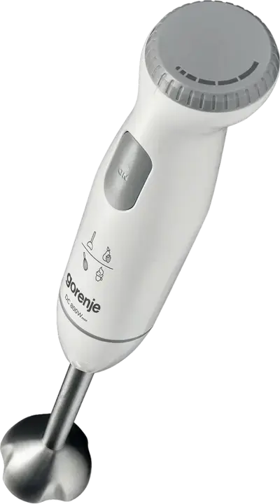 Mixer vertical Gorenje HBC802QW 800W, picior si lame din otel inoxidabil, viteza variabila si modul Pulse, cu tel si pahar 0.5L, Alb