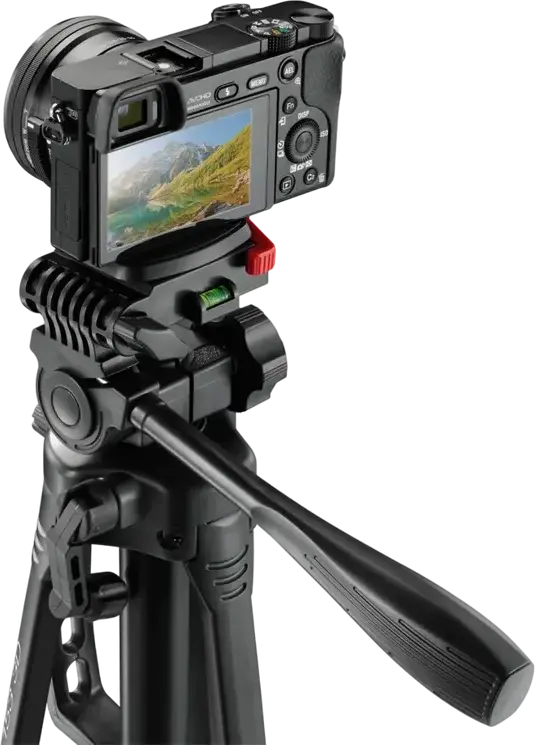 Hama Star 153 3D Camera and Smartphone Tripod, Aluminium, 3-Way 3D Tilt Head, Geared Center Column, Max Height 153 cm, Max Load 3 kg, Black