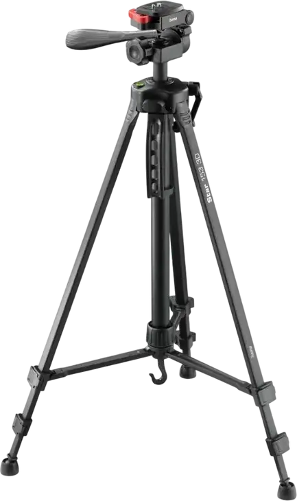 Hama Star 153 3D Camera and Smartphone Tripod, Aluminium, 3-Way 3D Tilt Head, Geared Center Column, Max Height 153 cm, Max Load 3 kg, Black