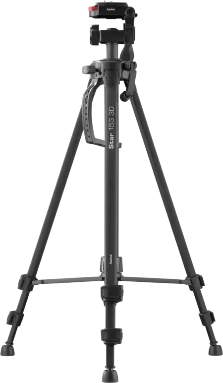 Hama Star 153 3D Camera and Smartphone Tripod, Aluminium, 3-Way 3D Tilt Head, Geared Center Column, Max Height 153 cm, Max Load 3 kg, Black