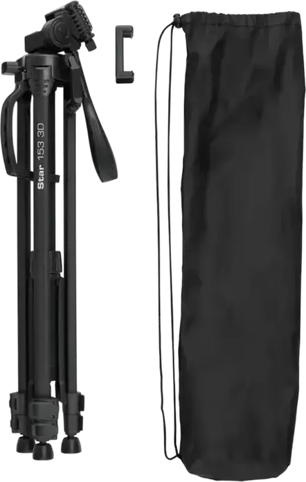Hama Star 153 3D Camera and Smartphone Tripod, Aluminium, 3-Way 3D Tilt Head, Geared Center Column, Max Height 153 cm, Max Load 3 kg, Black