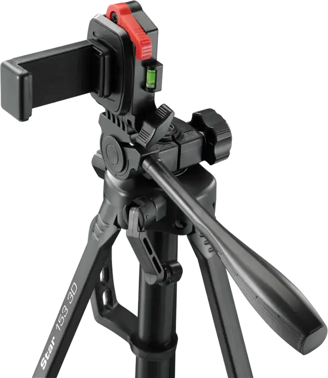 Hama Star 153 3D Camera and Smartphone Tripod, Aluminium, 3-Way 3D Tilt Head, Geared Center Column, Max Height 153 cm, Max Load 3 kg, Black