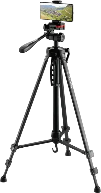 Hama Star 153 3D Camera and Smartphone Tripod, Aluminium, 3-Way 3D Tilt Head, Geared Center Column, Max Height 153 cm, Max Load 3 kg, Black