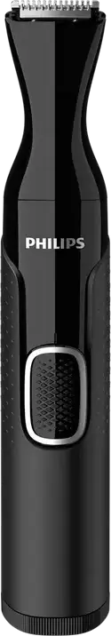 Philips NT5650/16 NT5000 Nose, Ear and Eyebrow Trimmer, Stainless Steel Blades, Protective Guard System, Fully Washable, Black, AA Battery Powered
