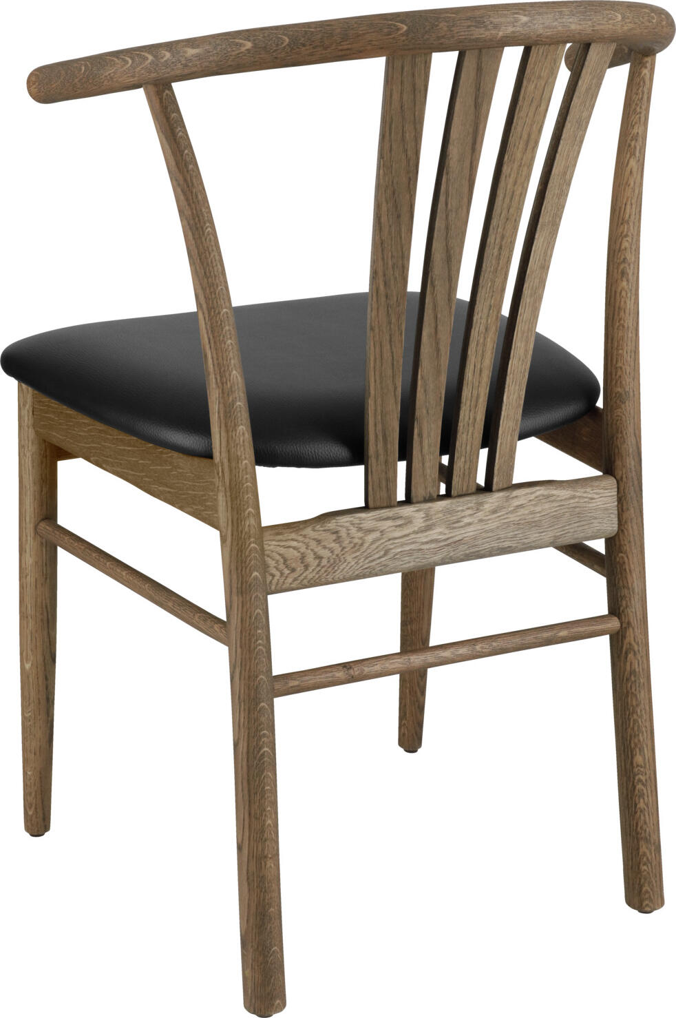 Scaun din lemn VEGA Olmaro, cadru din stejar, scaun din imitatie piele neagra, 44x43x80 cm, certificat FSC, rezistenta la abraziune 100,000 Martindale