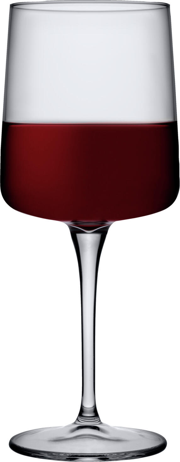 Pasabahce Iconic Red Wine Glass, 425ml, Machine-made Transparent Glass, Modern Angular Bowl, 20.8cm Height, Dishwasher Safe