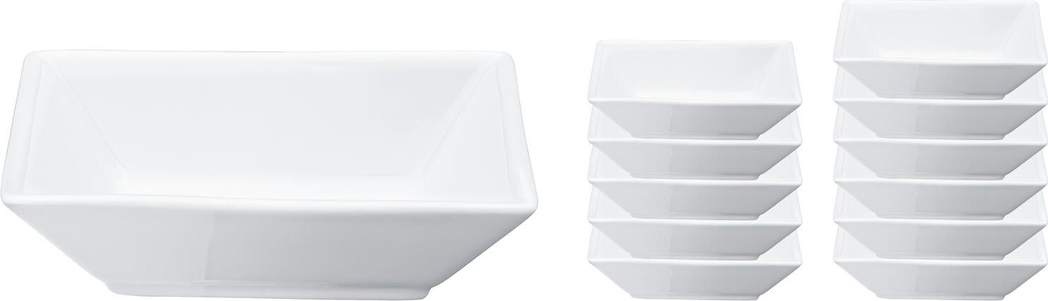 PULSIVA Teha Mini Porcelain Bowl, Rectangular White Dish, 50ml, 10x7x3 cm, Microwave and Dishwasher Safe