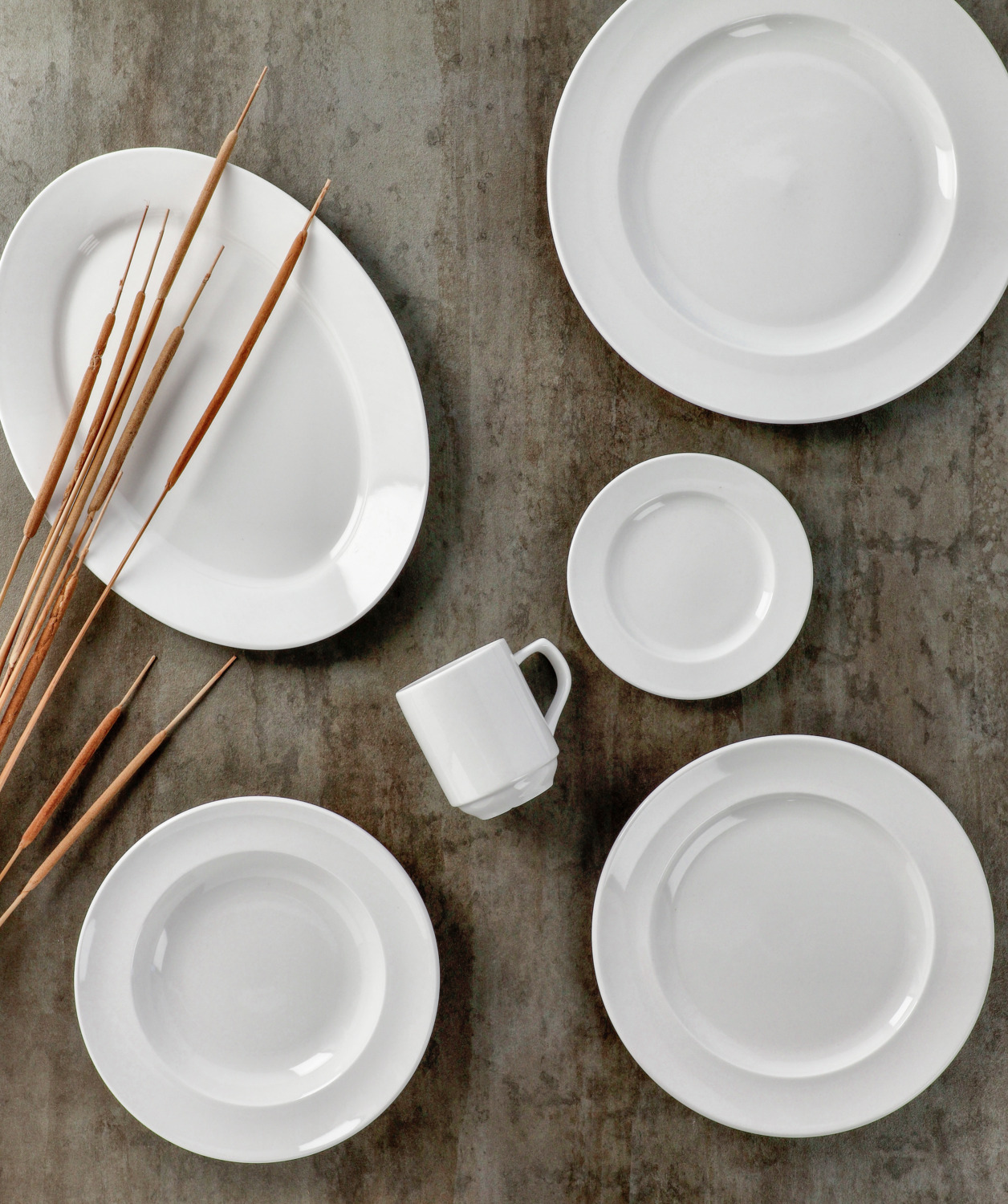 PULSIVA Rondon White Porcelain Round Flat Plate, 6 piece / pack, 16 cm Diameter, Reinforced Rim, Dishwasher and Microwave Safe, Stackable Robust Construction