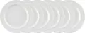 PULSIVA Rondon White Porcelain Round Flat Plate, 21 cm Diameter, Set of 6 pieces, Reinforced Rim, Dishwasher and Microwave Safe, Stackable Robust Construction