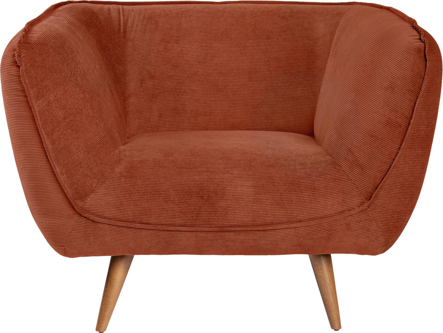 VEGA Kelso Lounge Armchair, Ribbed Cord Fabric, Beech Wood Base, Flame-Retardant, 110x88x76 cm, High Abrasion Resistance 100k Martindale