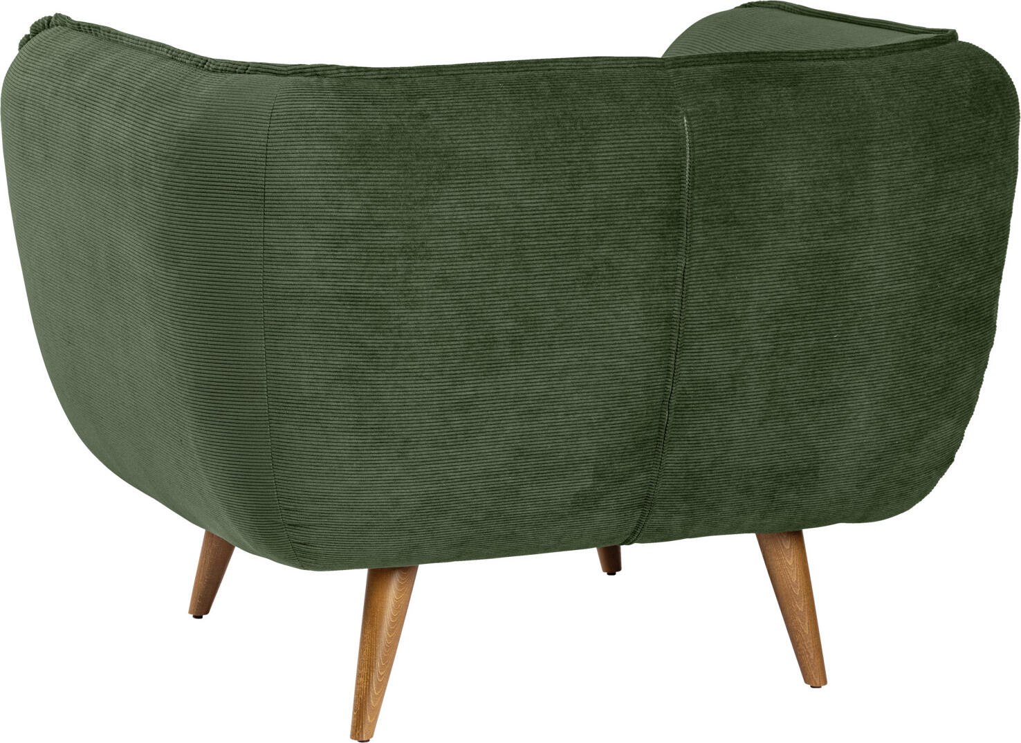 Fotoliu Lounge VEGA Kelso, Material Cord Robust Ribat Verde, Baza din Fag Natural, Ignifug, 110x88x76 cm, Rezistenta 100.000 Martindale