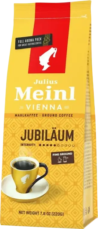 Cafea Macinată Julius Meinl Jubilaum, Prăjire Medie Viena, Blend America Centrală și Papua Noua Guinee, Note Citrice și Floral, pentru Filtru, 220g