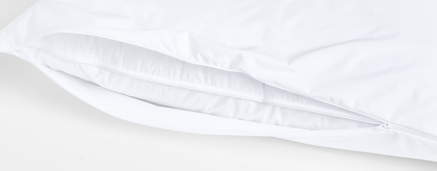 LUSINI Matta Waterproof Pillow Protector 80x80 cm White, Breathable Polyester Silk Jersey with PU Membrane, Anti-Mite and Allergen Zip Cover