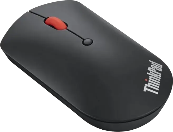 Lenovo ThinkPad Bluetooth Silent Mouse 4Y50X88822, Dual-host Bluetooth 5.0, Adjustable 2400 DPI Blue Optical Sensor, Ambidextrous, Black