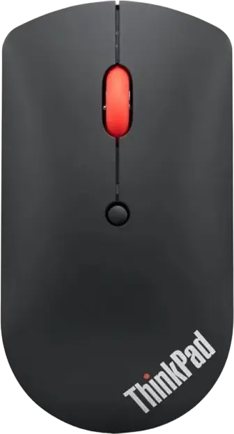 Lenovo ThinkPad Bluetooth Silent Mouse 4Y50X88822, Dual-host Bluetooth 5.0, Adjustable 2400 DPI Blue Optical Sensor, Ambidextrous, Black
