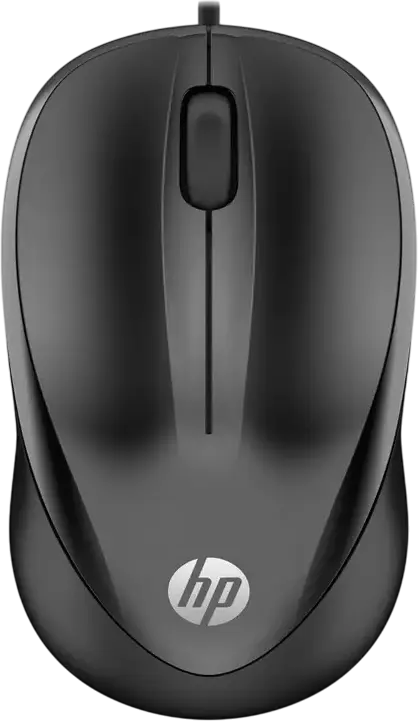 HP Wired Mouse 1000 4QM14AA Optical USB Mouse, 1200 DPI, 3 Buttons, Ambidextrous Design, Black, 1.5m Cable