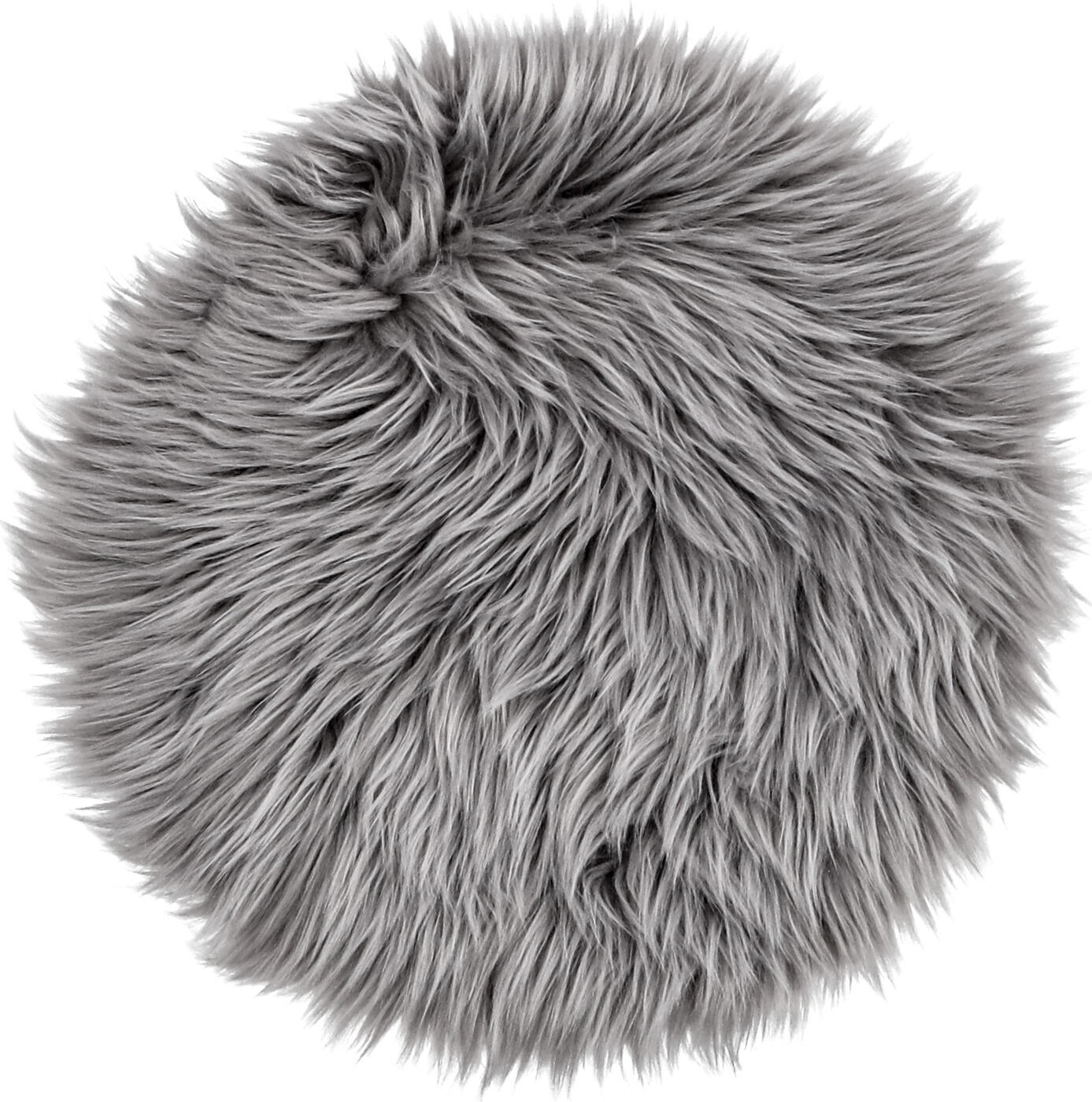 ERWIN M. LUSINI Bergen Round Seat Cushion, 35 cm, Grey Faux Fur, Soft Fluffy Polyacrylic, OEKO-TEX Standard 100, for Chairs and Benches