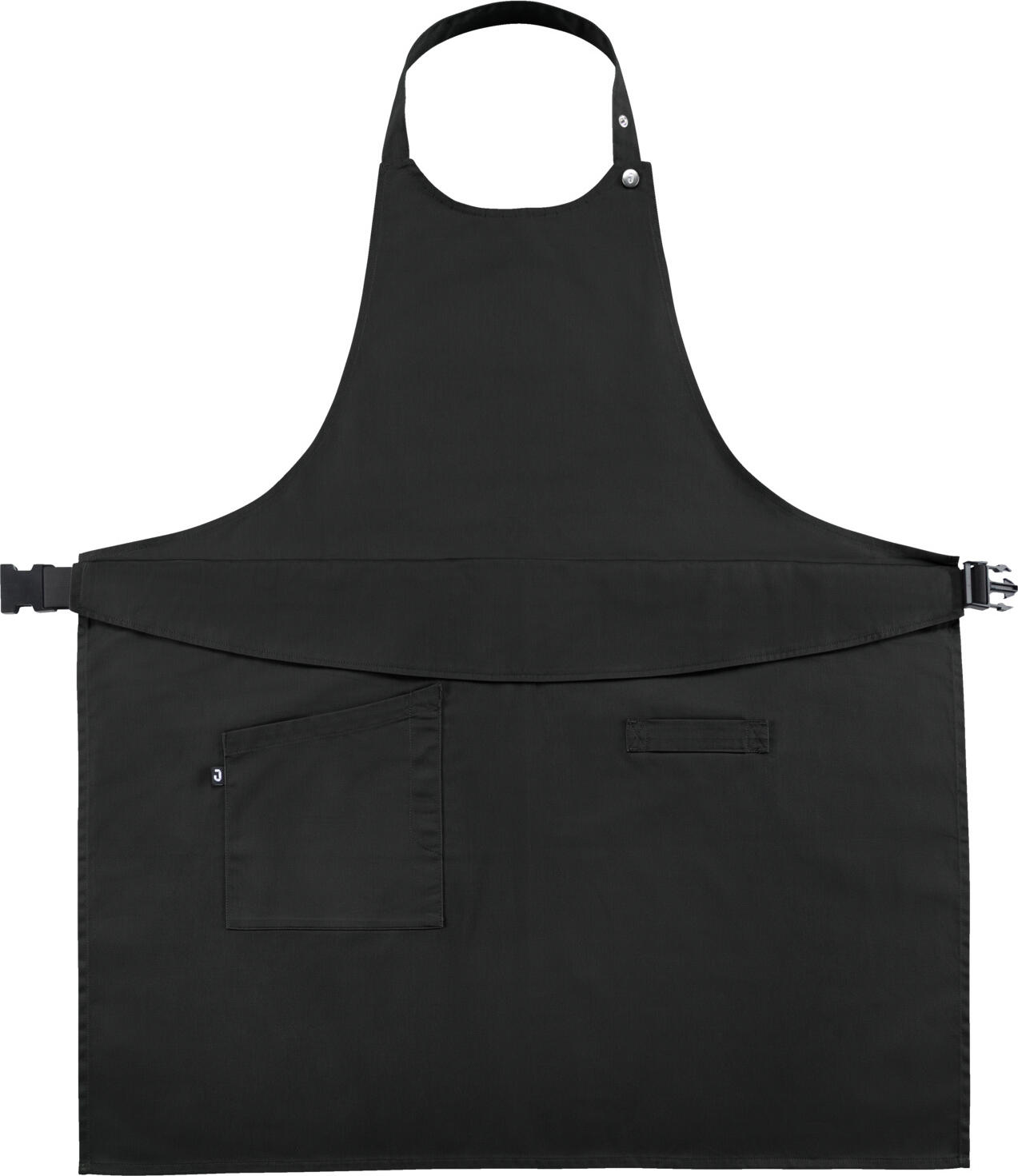 Jobeline Belt Bib Apron, Black, 88x80 cm, 65% Polyester 35% Cotton, Adjustable Neck Strap, Flexible Belt System, Side Patch Pocket with Pen Holder