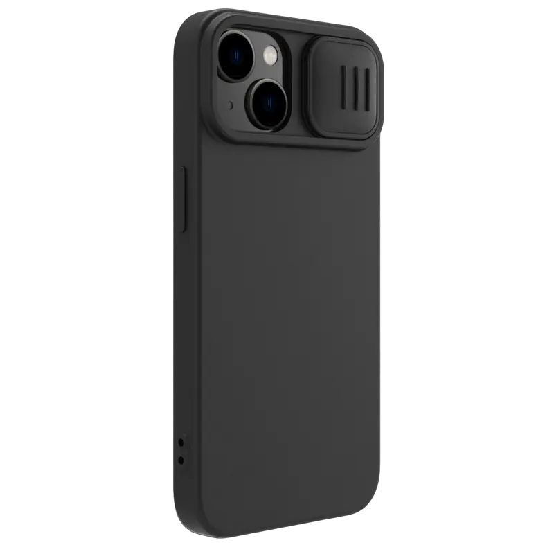 Nillkin CamShield Silky Silicone Case for iPhone 15 Plus, MagSafe Compatible, Sliding Camera Cover, Liquid Silicone with Microfiber Lining, Black