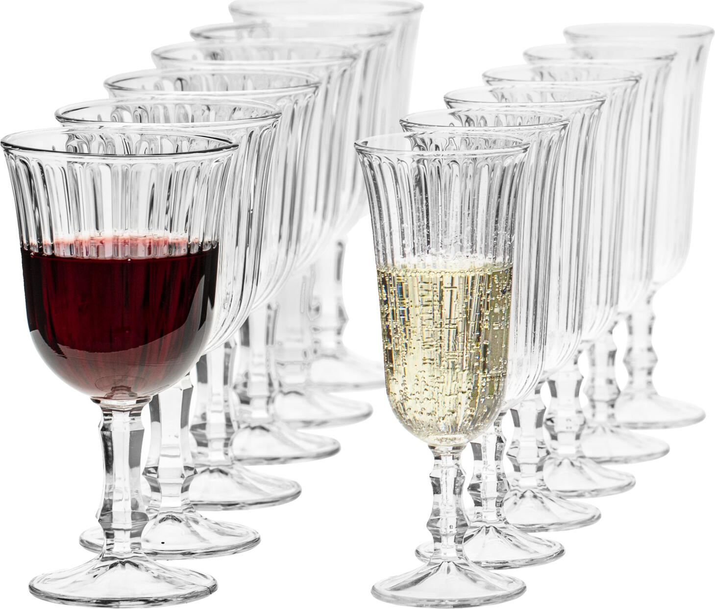 royal leerdam Koninklijke Nederlandsche Glasfabriek B.V. (Leerdam Crisal Glass) Glass set Nostalgie 12-piece Gläser-Set Nostalgie 12-teilig Glass set Nostalgie 12-piece; 240 ml, 8x15.5 cm (ØxH); transparent Gläser-Set Nostalgie 12-teilig; 240 ml, 8x15.5 cm (ØxH); transparent 12-piece set consisting of six wine glasses and six champagne glasses. Dishwasher safe. 12-tlg. Set bestehend aus jeweils sechs Wein- und Sektgläsern. Spülmaschinenfest.
