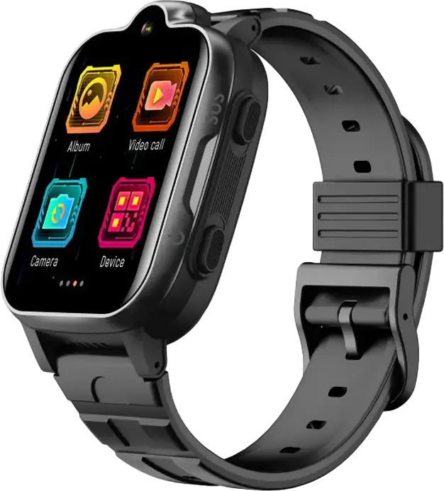 Ceas Inteligent pentru Copii Wonlex CT08 4G CAT1, Negru, Ecran Tactil IPS 1.69 inch, Tracking GPS, Apeluri Video HD, Buton SOS, Rezistenta la Apa IP67, Baterie 850mAh