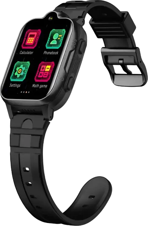 Ceas Inteligent pentru Copii Wonlex CT08 4G CAT1, Negru, Ecran Tactil IPS 1.69 inch, Tracking GPS, Apeluri Video HD, Buton SOS, Rezistenta la Apa IP67, Baterie 850mAh