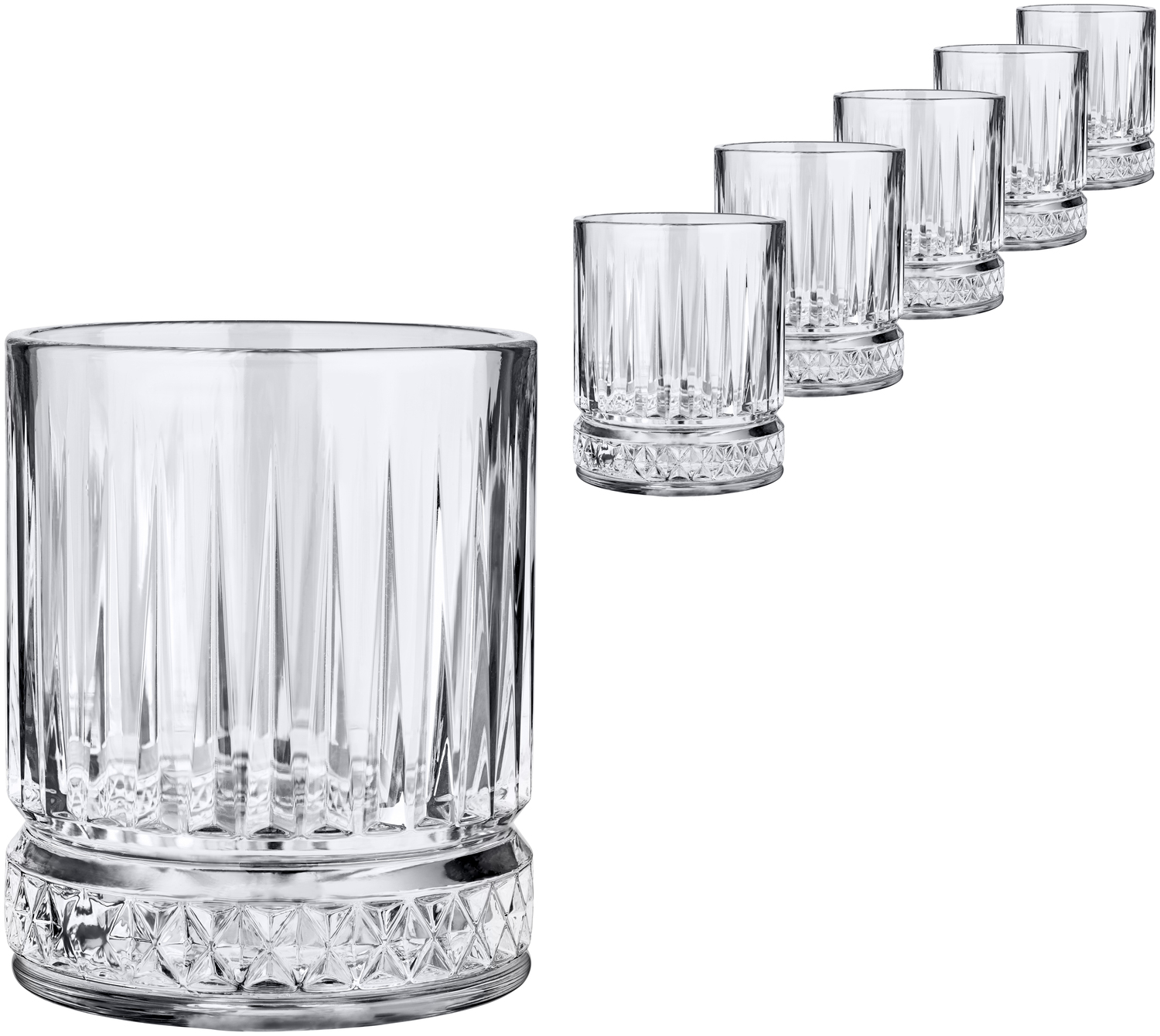 Pasabahce Elysia Drinking Glass 210ml Transparent Glass Cup with Relief Pattern and Ice Bottom Textured Base, Heavy Quality Thick-Walled, Dishwasher Safe