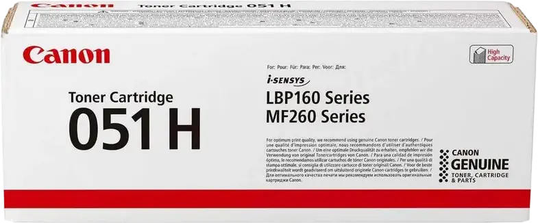 Genuine Canon CRG-051 H High Capacity Black Toner Cartridge, 4100 Page Yield for i-SENSYS LBP160 and MF260 Series, MF264dw II