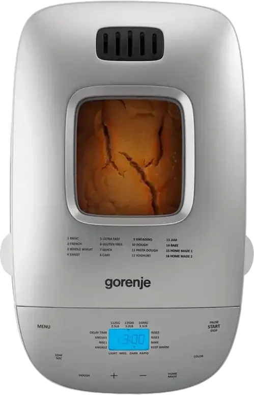 Gorenje BM1600WG Bread Maker, 850W, 1600g Max Loaf, 16 Programs including Gluten-Free, Digital LCD Display, Delayed Start, White
