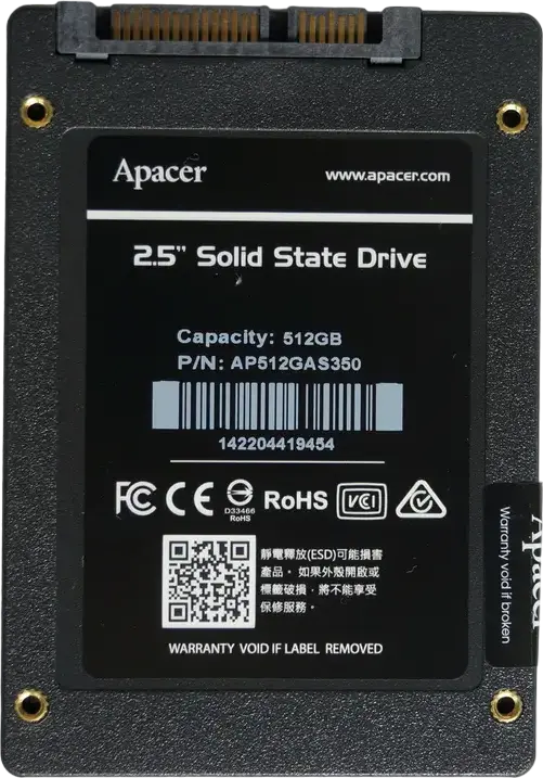Apacer AS350 PANTHER 2.5-inch SATA III 6Gb/s SSD, 3D TLC NAND Flash, Read up to 560MB/s, Write up to 540MB/s, 512GB, AP512GAS350-1