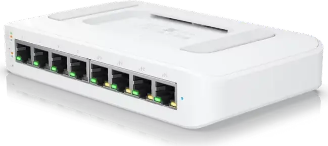 Ubiquiti UniFi Switch Lite 8 PoE USW-Lite-8-POE, 8-Port Gigabit Ethernet, 4x PoE+ Ports, 52W Total PoE Budget, Fanless Compact Desktop/Wall Mount Switch
