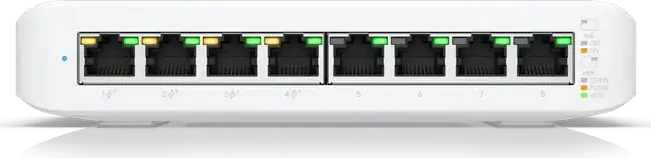 Ubiquiti UniFi Switch Lite 8 PoE USW-Lite-8-POE, 8-Port Gigabit Ethernet, 4x PoE+ Ports, 52W Total PoE Budget, Fanless Compact Desktop/Wall Mount Switch