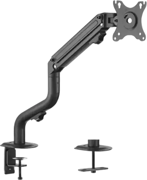 Suport Monitor Gembird MA-DA1-02 cu piston cu gaz pentru ecrane 17-32 inch, VESA 75x75 100x100, Capacitate 8kg, Aluminiu Otel Negru, Montare C-Clamp si Grommet