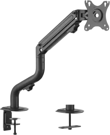 Suport Monitor Gembird MA-DA1-02 cu piston cu gaz pentru ecrane 17-32 inch, VESA 75x75 100x100, Capacitate 8kg, Aluminiu Otel Negru, Montare C-Clamp si Grommet