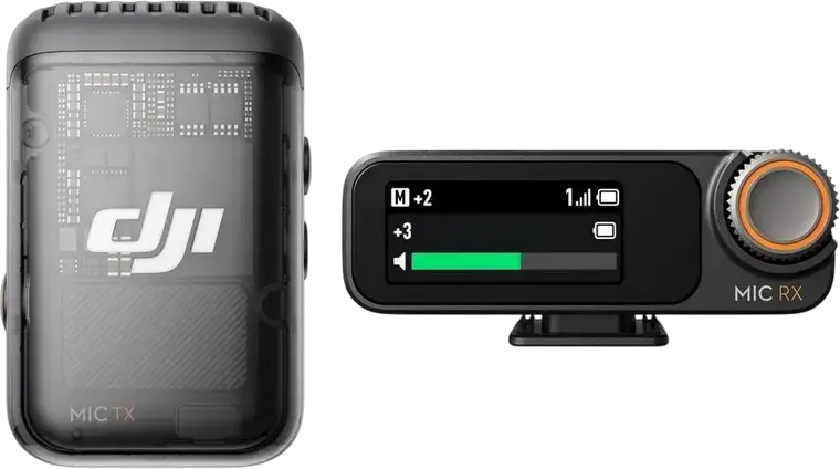 DJI Mic 2 Wireless Lavalier Microphone System with 2 TX and 1 RX, 32-bit Float Internal Recording, Intelligent Noise Cancelling, 250m Range, Shadow Black