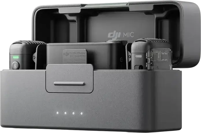 DJI Mic 2 Wireless Lavalier Microphone System with 2 TX and 1 RX, 32-bit Float Internal Recording, Intelligent Noise Cancelling, 250m Range, Shadow Black
