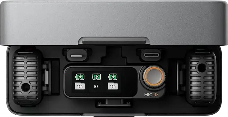 DJI Mic 2 Wireless Lavalier Microphone System with 2 TX and 1 RX, 32-bit Float Internal Recording, Intelligent Noise Cancelling, 250m Range, Shadow Black