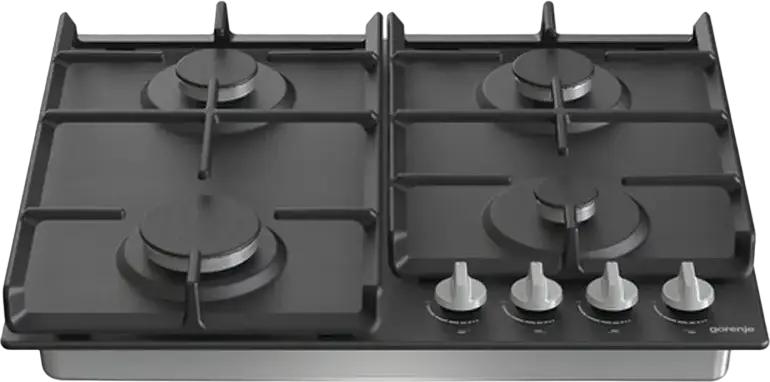 Gorenje G 641 EXB Built-in Gas Hob, 4 Burners, Enameled Steel Black Surface, Cast Iron Grates, Gas-Control Safety, 60 cm Width