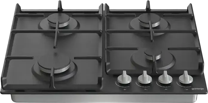 Gorenje G 641 EXB Built-in Gas Hob, 4 Burners, Enameled Steel Black Surface, Cast Iron Grates, Gas-Control Safety, 60 cm Width