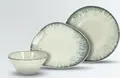 VEGA Kuori Porcelain 3-Piece Sample Set including Flat Plate 21cm, Organic Plate 21.5x17cm, and Small Bowl 9.5x4.5cm, Handmade Feel, Food-Safe