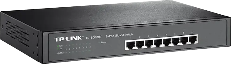 Неуправляемый гигабитный коммутатор TP-Link TL-SG1008 на 8 портов 10/100/1000 Мбит/с, пропускная способность 16 Гбит/с, QoS, Green Technology, металлический корпус