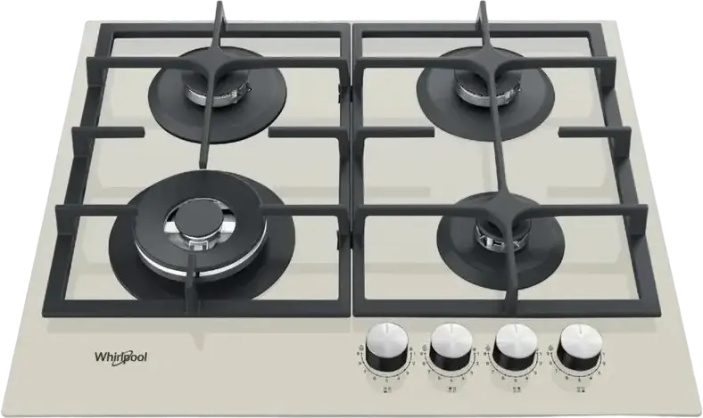 Whirlpool GOFL 629 Built-in Gas Hob, 4 Burners with WOK Burner, Tempered Glass Surface, Cast Iron Grates, Electronic Ignition, Silver, 590x510 mm