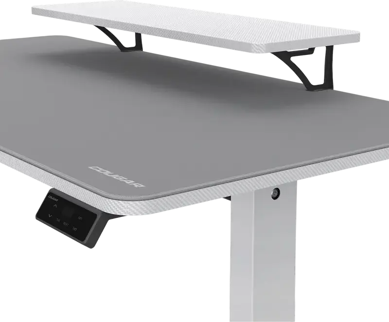 Cougar E-Star 120 Electric Height Adjustable Gaming Desk, 120x60 cm, Carbon Fiber MDF, Steel T-Leg Frame, Digital Memory Presets, White