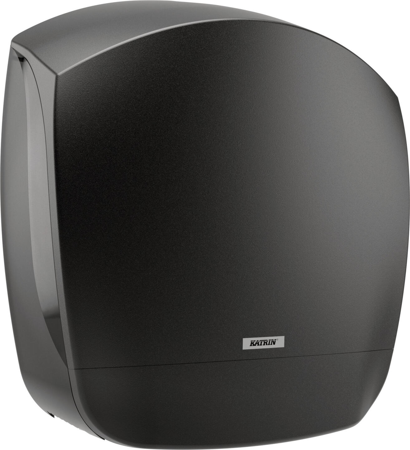 Katrin Gigant L Toilet Paper Dispenser 82186 for Jumbo Rolls, Black ABS Plastic, Integrated Stub Roll Holder and Adjustable Brake, Wall Mount