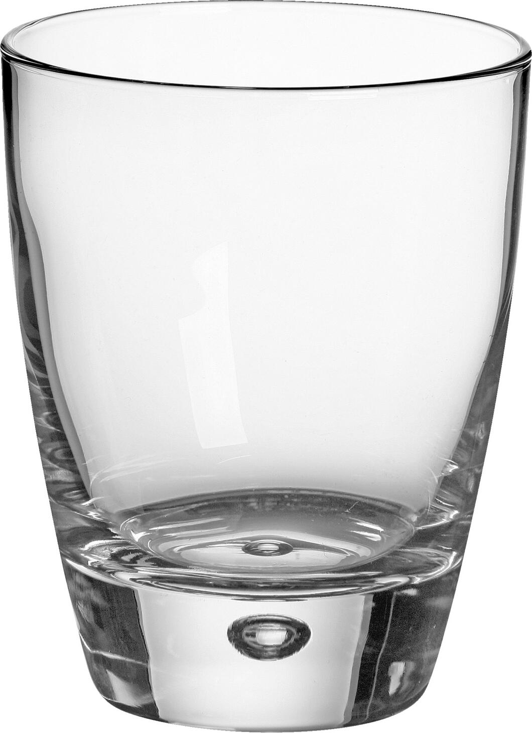Bormioli Rocco Luna Drinking Glass Tumbler, 260 ml, Diameter 80 mm, Height 97 mm, Blown Transparent Glass with Ice Base Air Bubble, Dishwasher Safe, Made in Italy