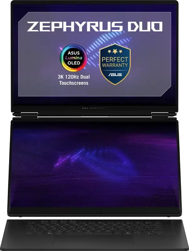 ASUS ROG Zephyrus Duo 16 GX651 Gaming Laptop, Intel Core Ultra 9 386H, 32GB LPDDR5X, 1TB SSD, RTX 5070 Ti 12GB, Dual 16" 3K OLED Touch Nebula HDR 120Hz, Win 11