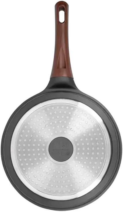 Tigaie Resto Kitchenware Capella 93510 Aluminiu Turnat, 26 cm, Strat Non-stick PFLUON, Compatibila Inductie, Maner Soft-touch Efect Lemn, Neagra