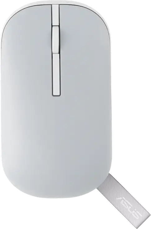 ASUS Marshmallow Mouse MD100 Wireless Bluetooth & 2.4GHz Optical Mouse, 1600dpi, Symmetrical Ambidextrous Design, Magnetic Covers, Grey
